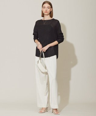 ICB 【接触冷感・UVケア・洗える】 ヴィスコースナイロンサテン ワイドパンツ オフホワイト系