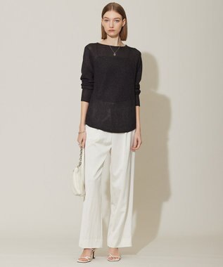 ICB 【接触冷感・UVケア・洗える】 ヴィスコースナイロンサテン ワイドパンツ オフホワイト系