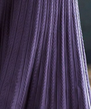 Tiaclasse アラン柄ニットフレアスカート パープル