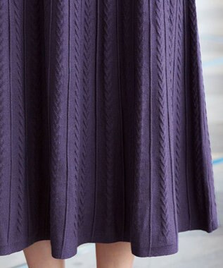 Tiaclasse L 【洗える】アラン柄ニットフレアスカート パープル