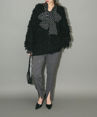 Green Parks フリンジニットカーディガン Black