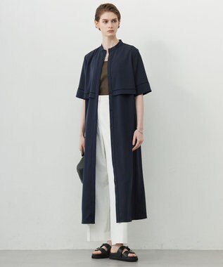 ICB L 【ASUMI・MANAMIコラボ 丈が選べる】ハシゴレースシャツワンピース ネイビー系