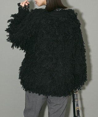 Green Parks フリンジニットカーディガン Black