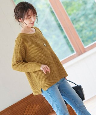 Tiaclasse 【洗える】大人可愛いワッフルニットトップス マスタード