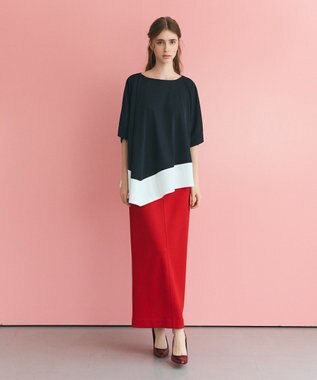 GRACE CONTINENTAL バイカラーアシメトップ ブラック