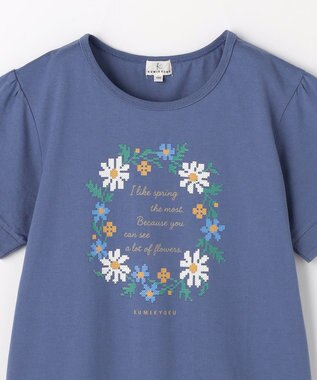 組曲 KIDS 【150-160㎝】 フラワーリースTeeシャツ ブルー