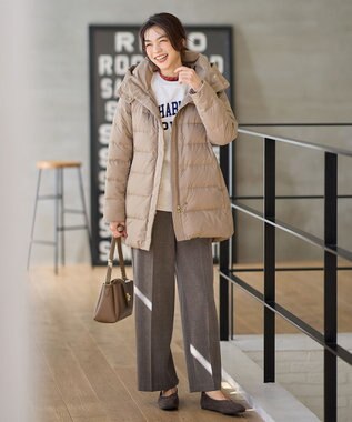 ANY L 【洗濯機可/ストレッチ/ウエストゴム/裏起毛】マルチファンクションストレッチチェックワイドパンツ ブラウンチェック