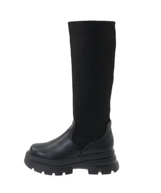 Green Parks ・ｍｉｎｉａ　ニットコンビロングブーツ Black