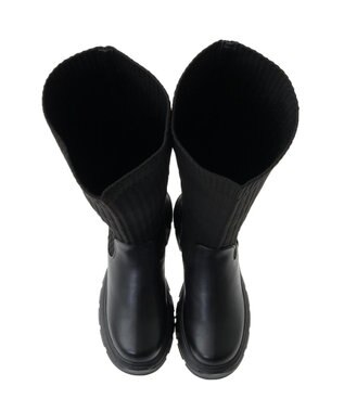 Green Parks ・ｍｉｎｉａ　ニットコンビロングブーツ Black