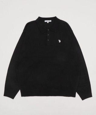 WEGO 【25年秋冬新作/ユニセックス着用ITEM/MLサイズ展開】別注USPOLOニットポロ ブラック