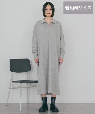 AMERICAN HOLIC 【選べる丈】ハーフZIPワンピース Light Gray Mixture