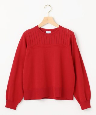 組曲 S 透かし柄 ニットプルオーバー レッド系