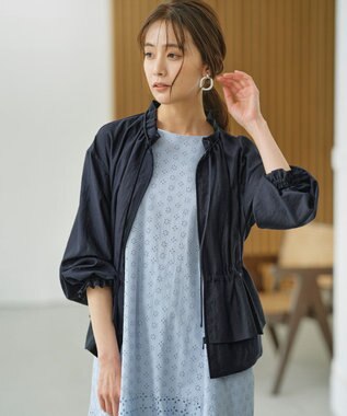 組曲 S 【洗える・シワになりにくい】シアーブルゾン ネイビー系