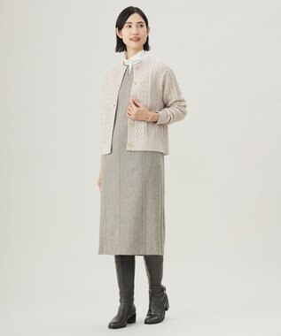 J.PRESS LADIES L ネップヘリンボーン ジャンパースカート モカ系