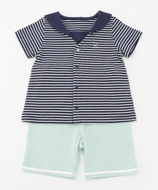 組曲 KIDS 【80-90cm】セーラーボーダー セットアップ ネイビー系1