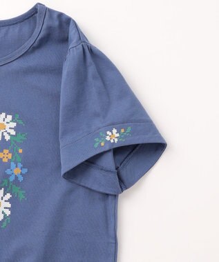 組曲 KIDS 【150-160㎝】 フラワーリースTeeシャツ ブルー