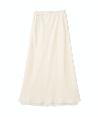 Green Parks 裾レースサテンナロースカート Off White