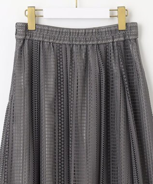 ANY SIS 【洗える】ストライプメッシュレース スカート スレート