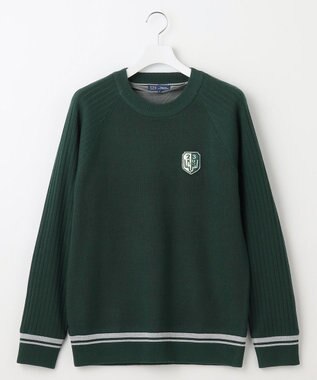 23区GOLF 裏地付きニットで温か【MEN】【蓄熱】ウールブレンド裏付 ニット ダークグリーン系