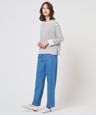 J.PRESS LADIES L 【WEB限定カラーあり】LINEN COTTON ニット ベスト ライトグレー系