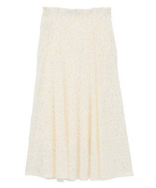 YECCA VECCA フラワー起毛レースマーメイドスカート Off White