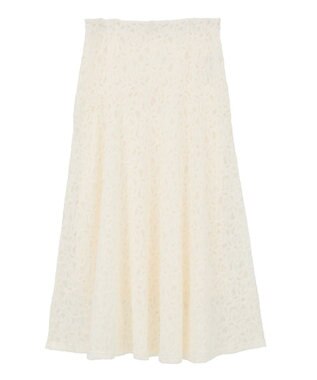 YECCA VECCA フラワー起毛レースマーメイドスカート Off White