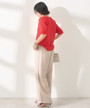 AMERICAN HOLIC 透かし編み半袖ニットプルオーバー Red