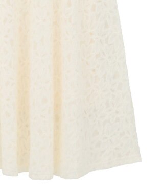 YECCA VECCA フラワー起毛レースマーメイドスカート Off White