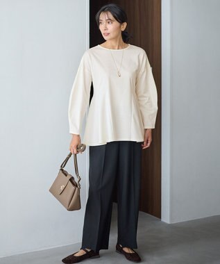 ANY ジョーゼット裏起毛ペプラムプルオーバー エクリュ