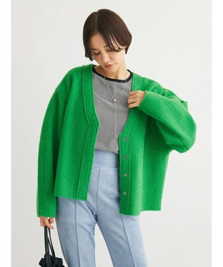 Green Parks ・ＥＬＥＮＣＡＲＥ　ＤＵＥ　ブークレＶネックカーデ Green