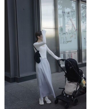 Green Parks AnriettMusee サテンナロースカート Gray