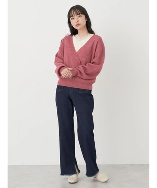 earth music&ecology レースＶネックテレコインナー Ivory