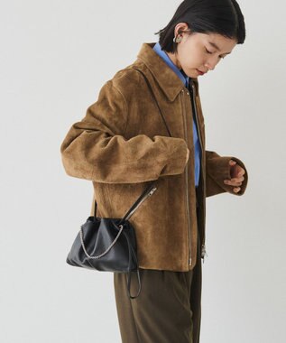 russet レザー巾着ミニショルダーバッグ(CE-1637) Black