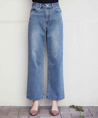 Tiaclasse 【安田美沙子さん/小倉優子さん着用】【洗える】ストレッチワイドデニム ブルー