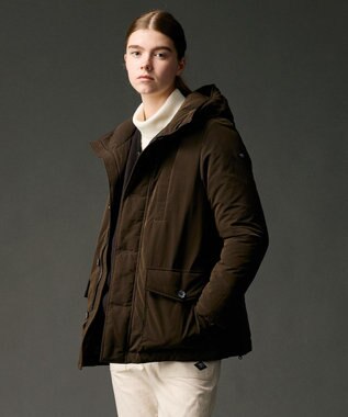 JOSEPH ABBOUD MOUNTAIN 【サスティナブル/ECO撥水/ECOファー/９ポケット】ナイロンピーチダウンコート ダークブラウン系