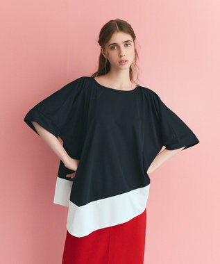 GRACE CONTINENTAL バイカラーアシメトップ ブラック