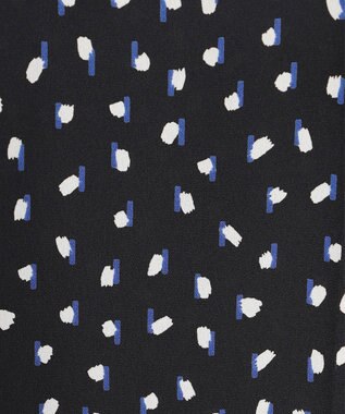 ICB 【先行予約】BackSatinAmunzen 5分袖配色ボウタイブラウス ブラック×ミックスモチーフドット