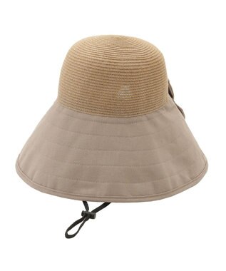 MOONBAT 【遮光100%/UPF50%＋/UVカット】洗えるバックリボン ブレードパラソルハット 手洗いOK/サイズ調整可能/吸水速乾/遮熱 ベージュ