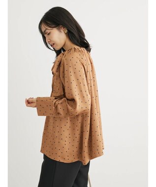 Green Parks Ｂ．ドットリボンブラウス Camel