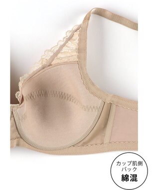 Wing ブラジャー ワイヤーが痛くなりにくい 綿混(カップ肌側・バック) フルカップブラ NB2704 ウイング／ワコール ベージュ