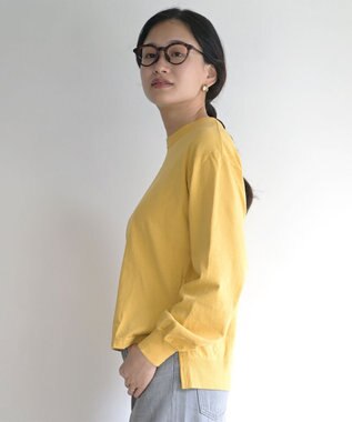 caqu caqu x good on short sleeve pocket tee サイドスリット入りL/S tee dark yellow