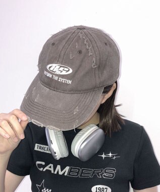 WEGO ダメージロゴ刺繍キャップ ブラウン