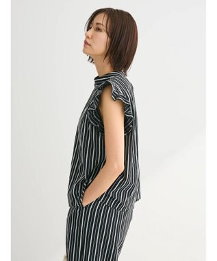 Green Parks ・ＥＬＥＮＣＡＲＥ　ＤＵＥ　ストライプフリルブラウス Black