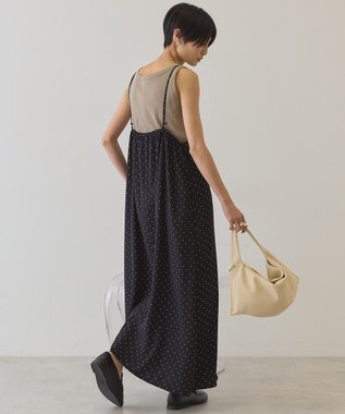 AMERICAN HOLIC サイドシャーリングVネックドットキャミワンピース Black