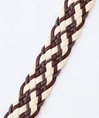 JOSEPH ABBOUD 【イタリア素材/日本製】レザーミックスブレイド ベルト キャメル系