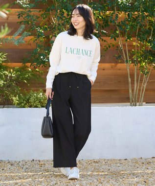 ANY L 【ウエストゴム】イージケア美脚パンツ ワイド ブラック