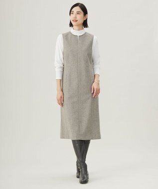 J.PRESS LADIES L ネップヘリンボーン ジャンパースカート モカ系