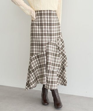 earth music&ecology ティアードイレヘムスカート Check Brown