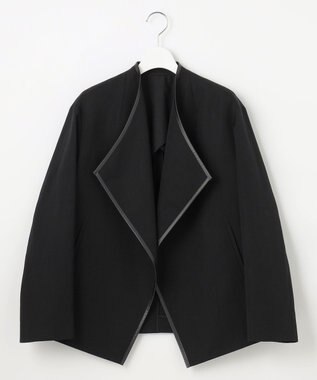 23区 【エステータ】ウールリネン レザートリミング ジャケット ブラック系