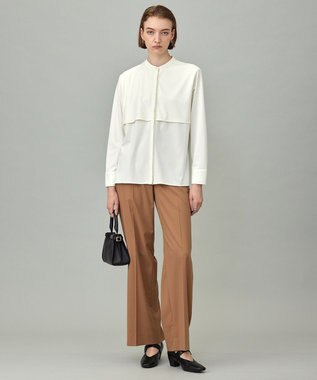 ICB 【洗える】イージージョーゼット バンドカラーカットソー オフホワイト系